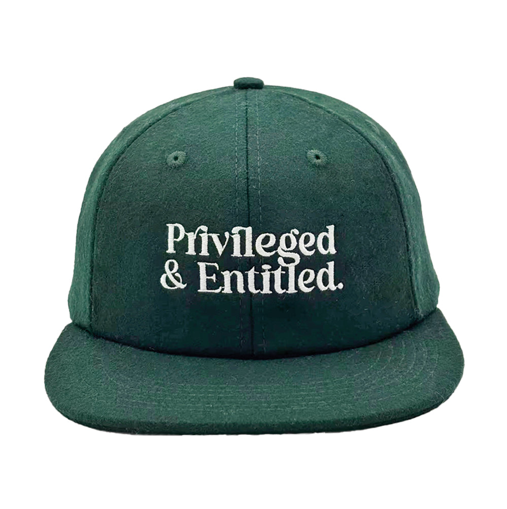 Privileged & Entitled Wool Cap - Forest Green
