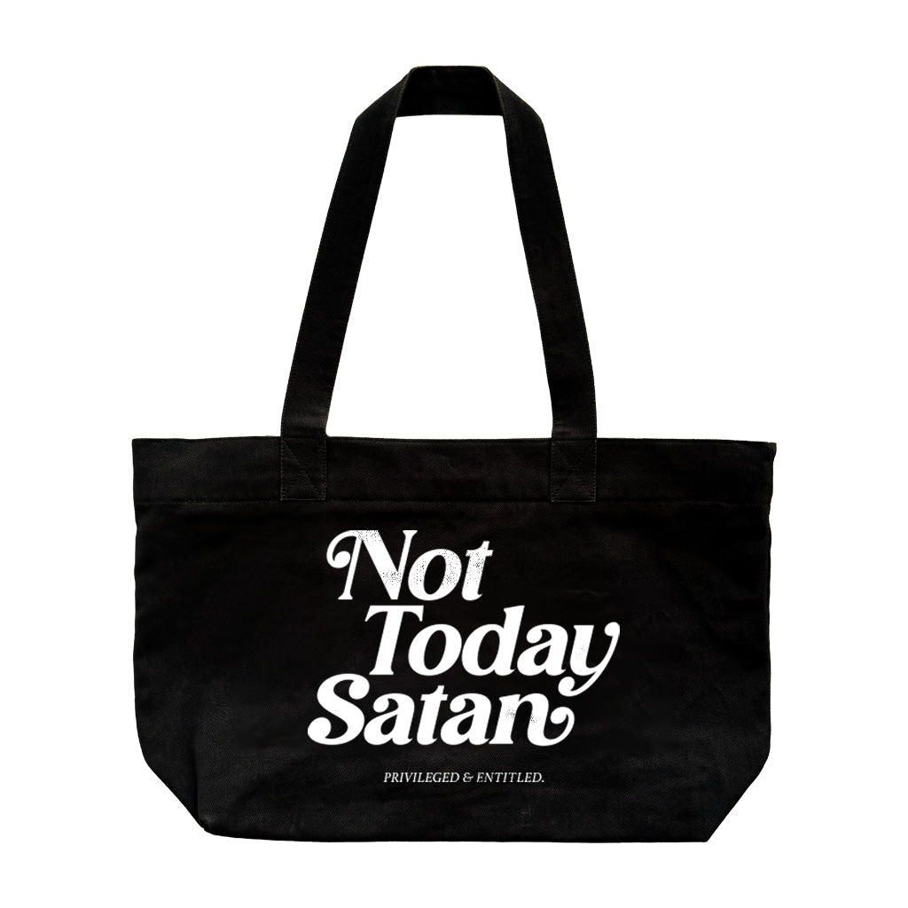Not Today Satan Black Tote Bag