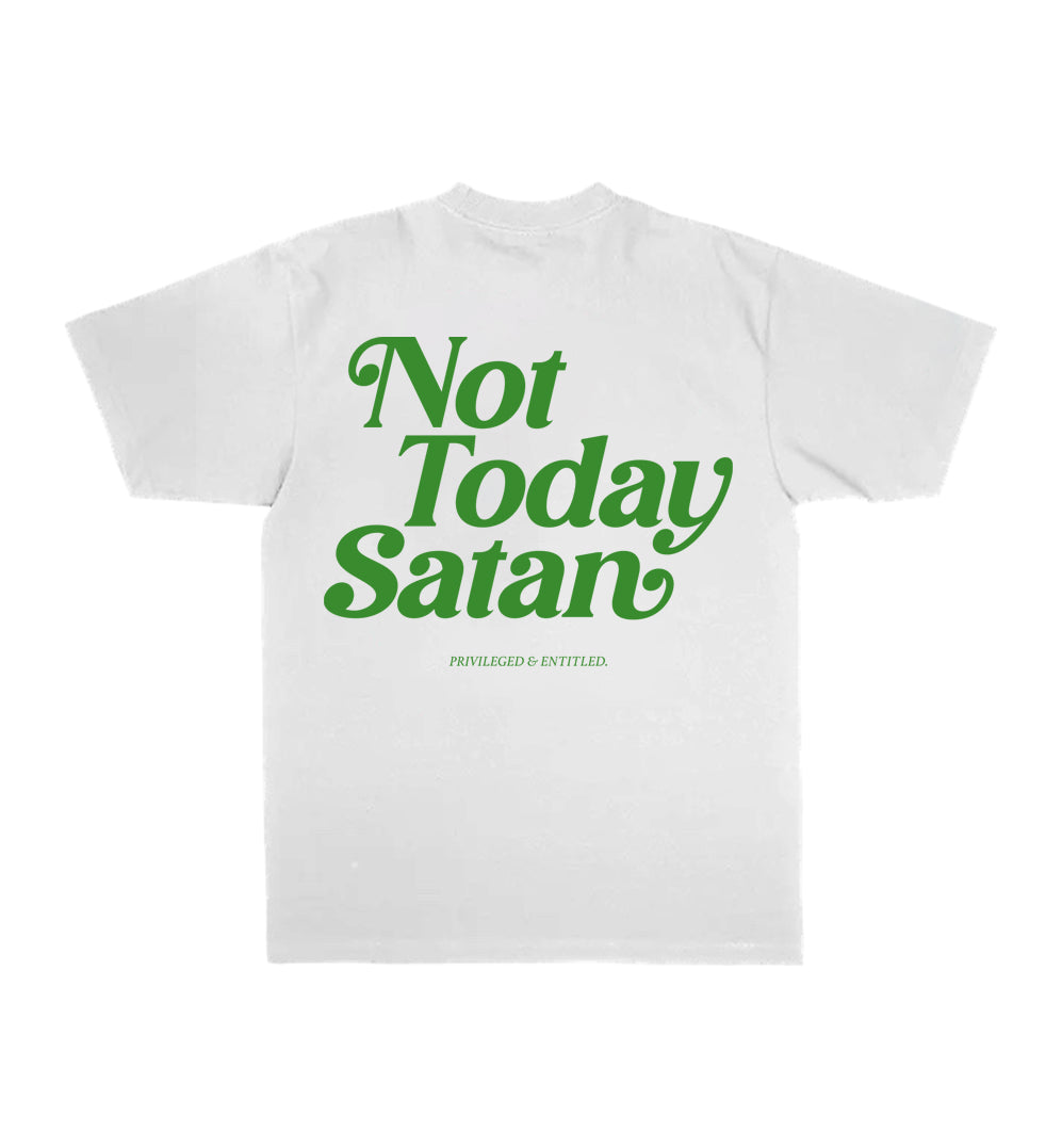 Not Today Satan T-Shirt White/Green
