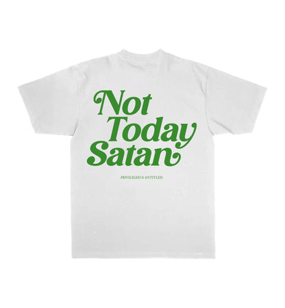 Not Today Satan T-Shirt White/Green