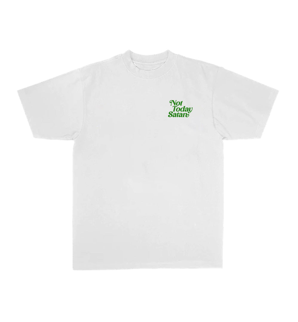 Not Today Satan T-Shirt White/Green