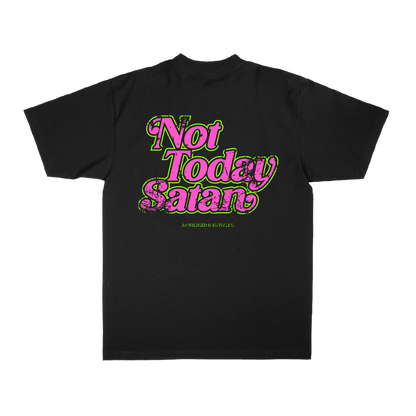 Not Today Satan T-Shirt Black/Pink & Green