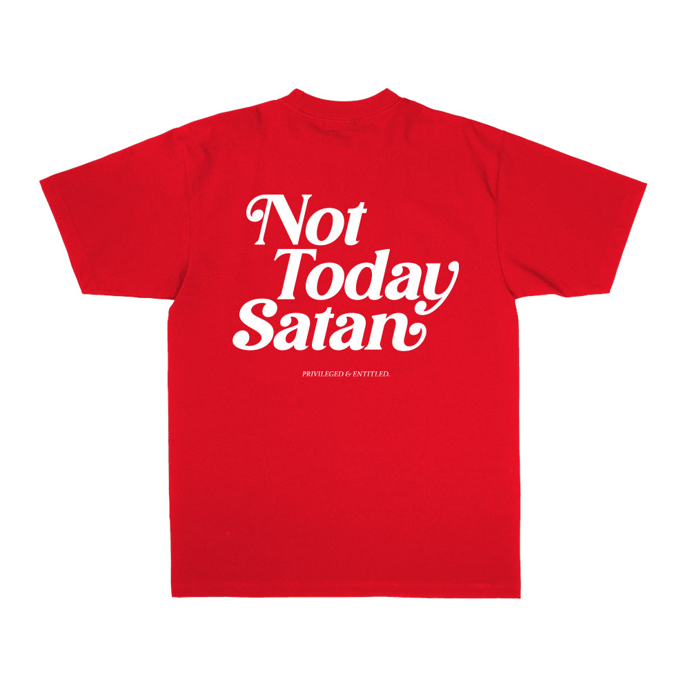 Not Today Satan T-Shirt Red/White
