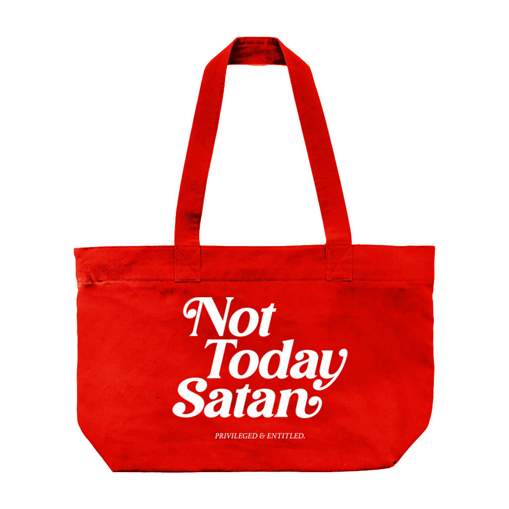 Not Today Satan Red Tote Bag